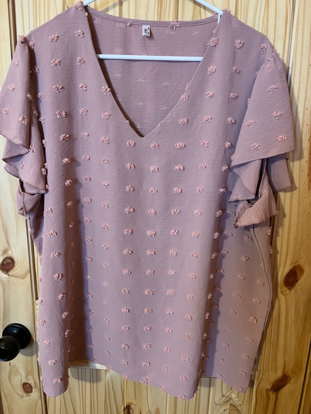 AND Dusty Rose Textured V-Neck Blouse